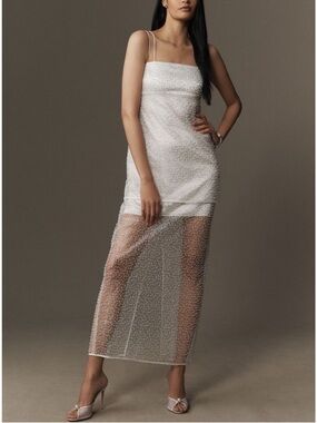 Anthropologie BHLDN sleeveless pearl embellished maxi dress